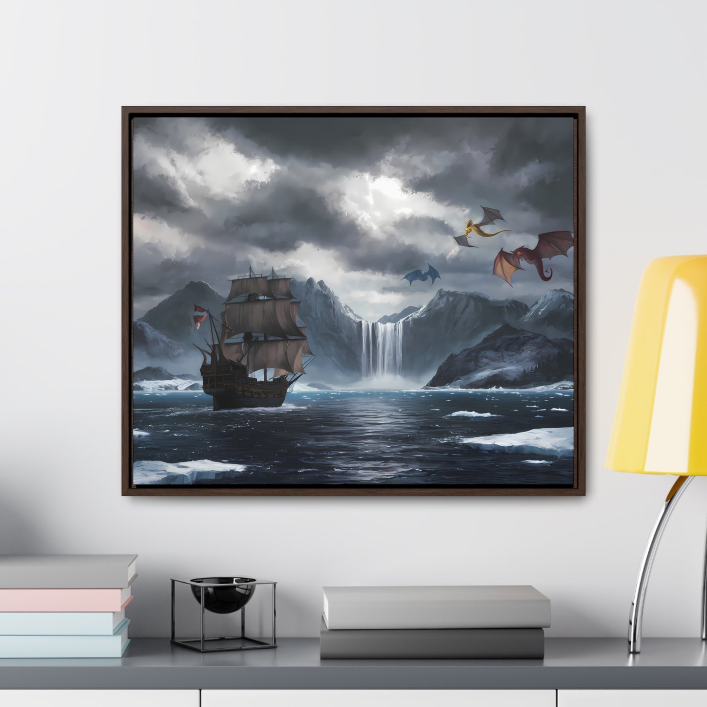 "The Voyage to Dragon's Fjord" - Gallery Canvas Wraps, Horizontal Frame