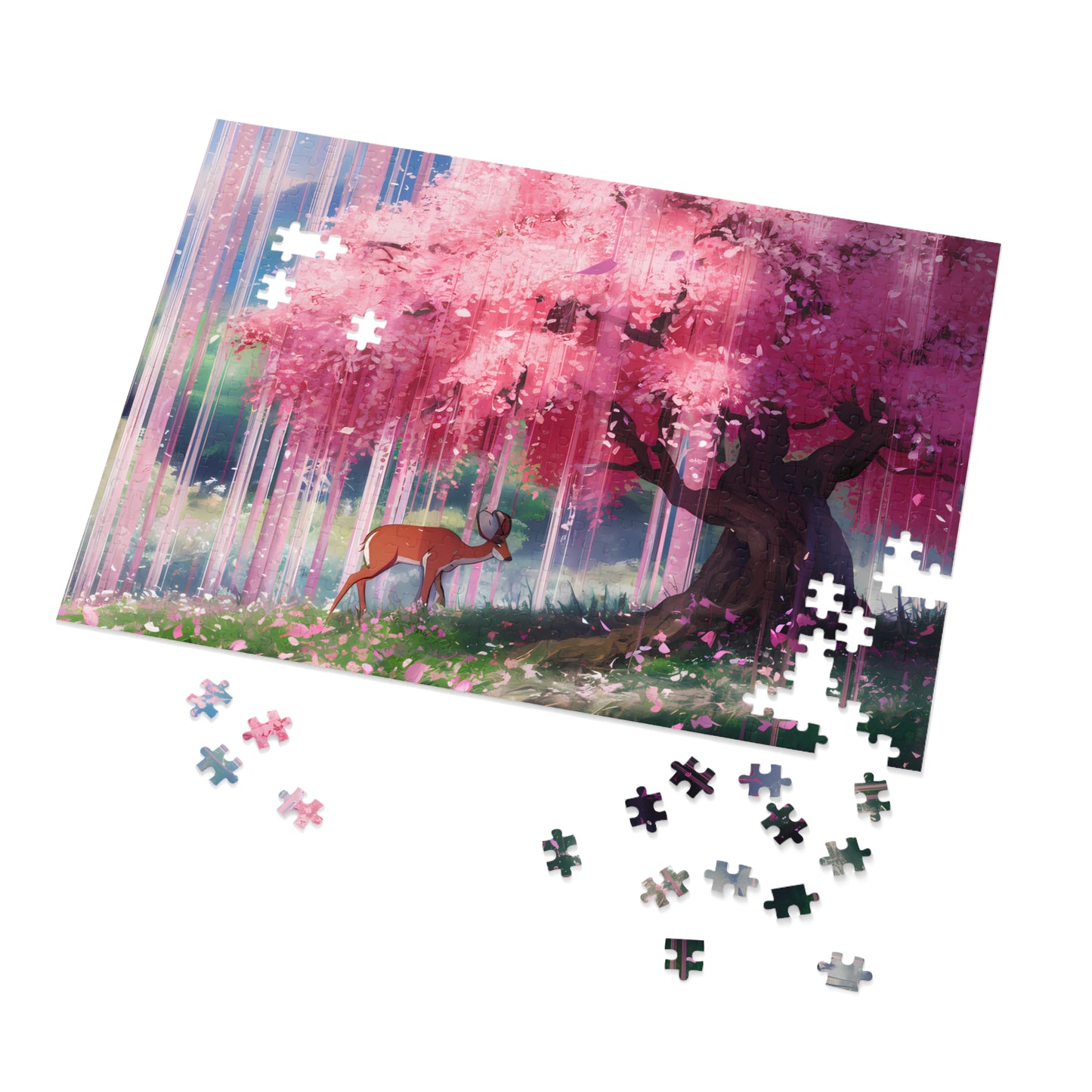 Serenity Under the Sakura Rain - Jigsaw Puzzle (30, 110, 252, 500,1000-Piece)