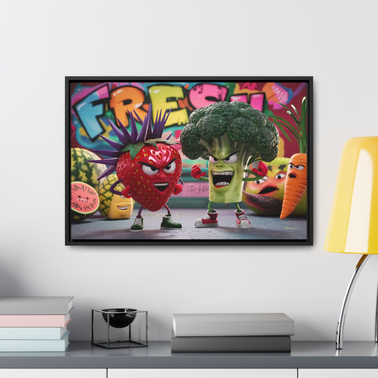 "Fresh Fight: Battle of the Bites" - Gallery Canvas Wraps, Horizontal Frame