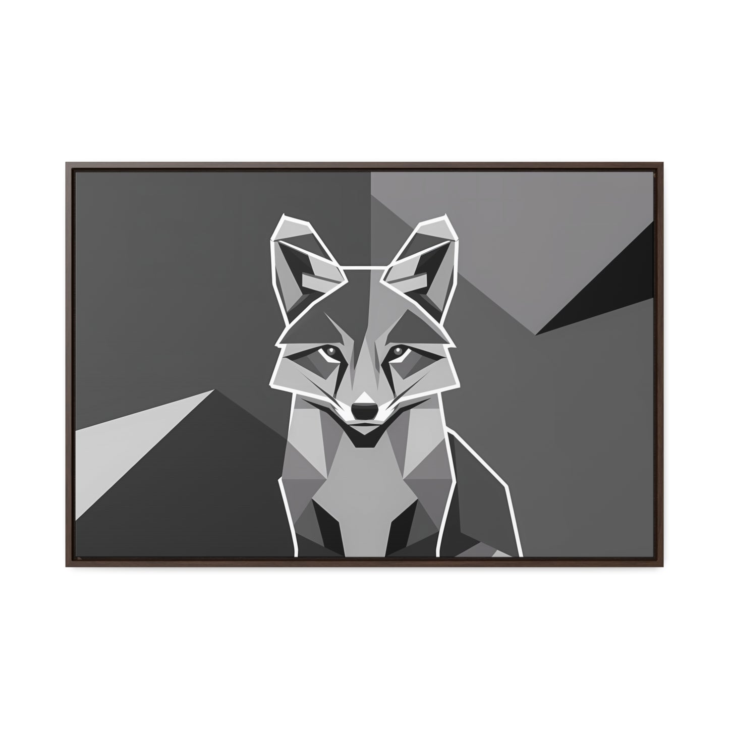 "Geometric Fox in Monochrome" - Gallery Canvas Wraps, Horizontal Frame