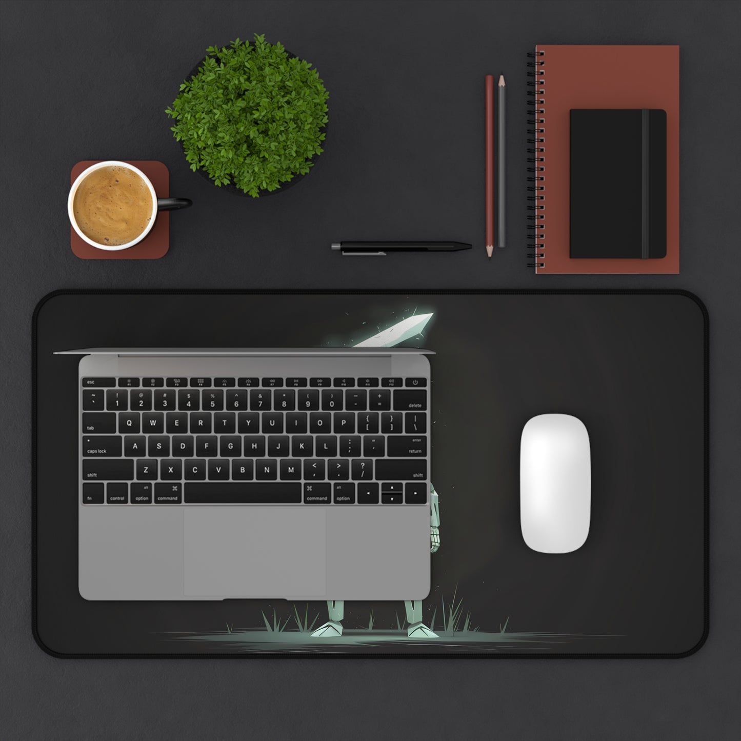 Geometric Skeleton Swordsman - Desk Mat