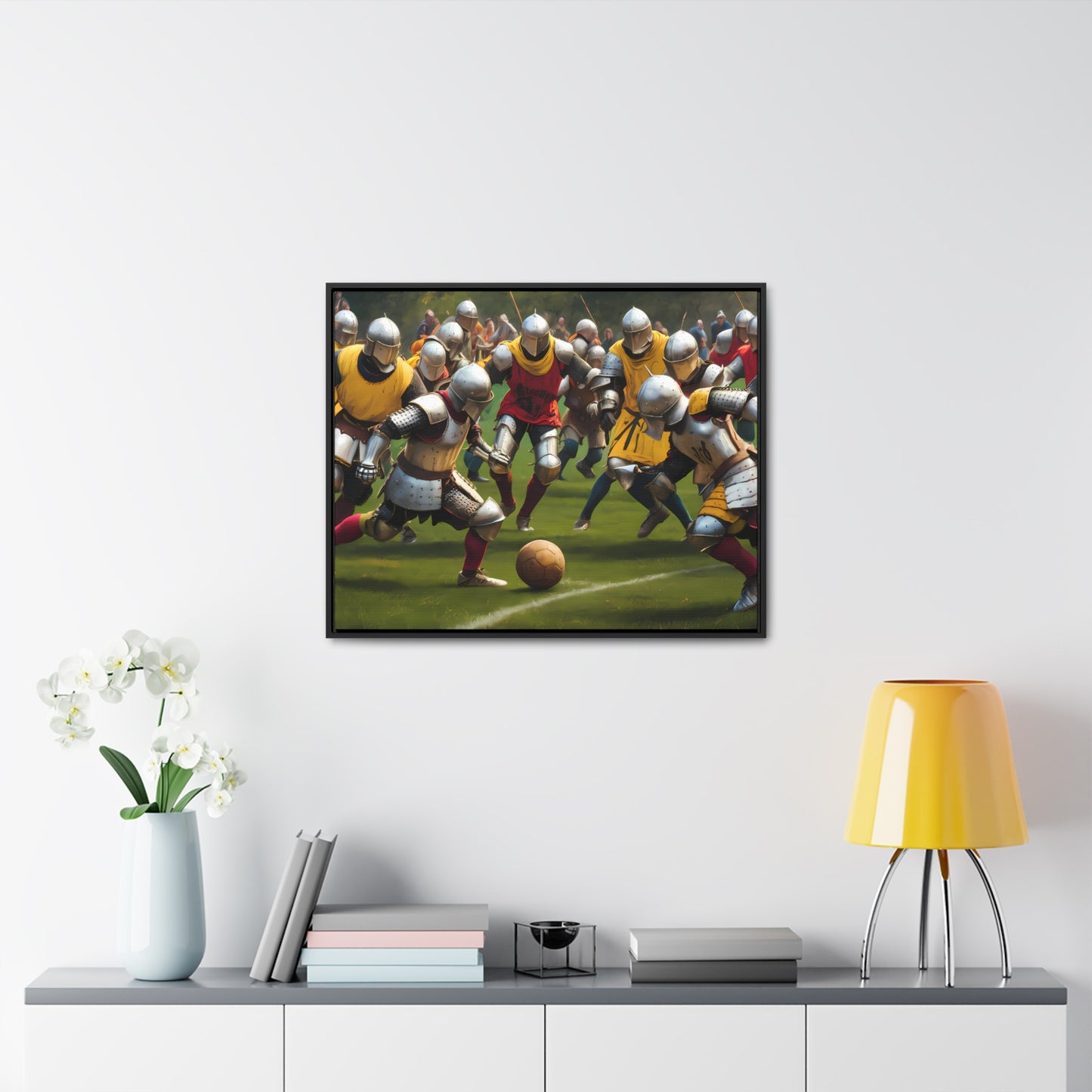 Medieval Football Battle - Gallery Canvas Wraps, Horizontal Frame
