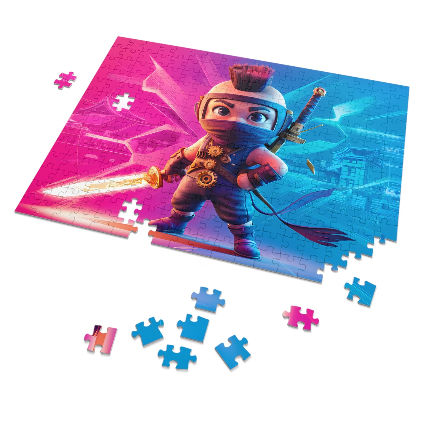 Cyberpunk Ninja: Neon Samurai - Jigsaw Puzzle (30, 110, 252, 500,1000-Piece)