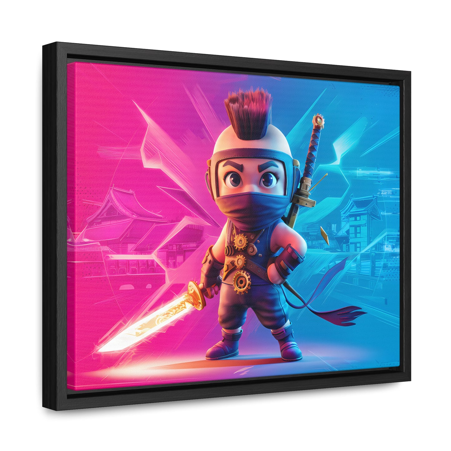 Neon Ninja Showdown - Gallery Canvas Wraps, Horizontal Frame