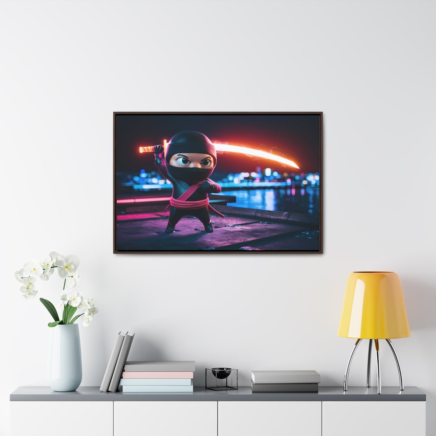 Neon Ninja Showdown - Gallery Canvas Wraps, Horizontal Frame