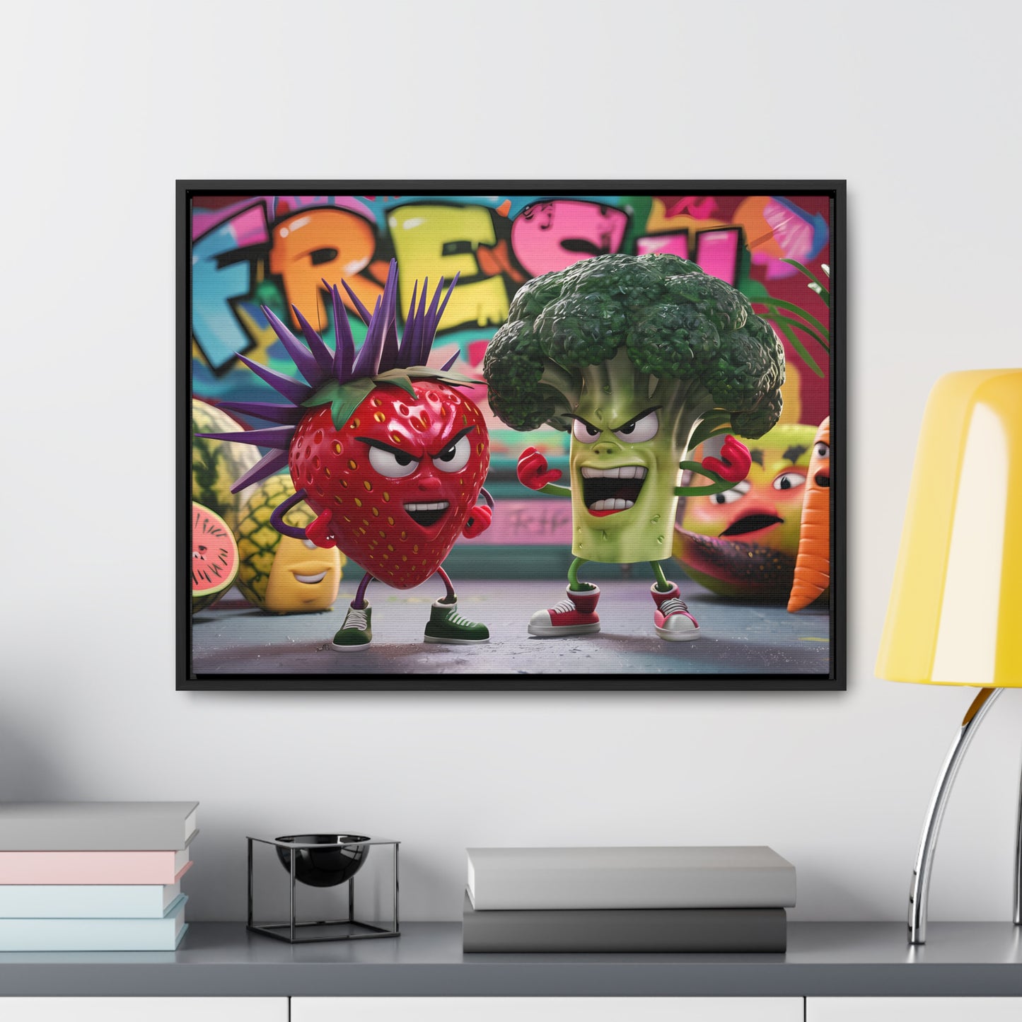 "Fresh Fight: Battle of the Bites" - Gallery Canvas Wraps, Horizontal Frame