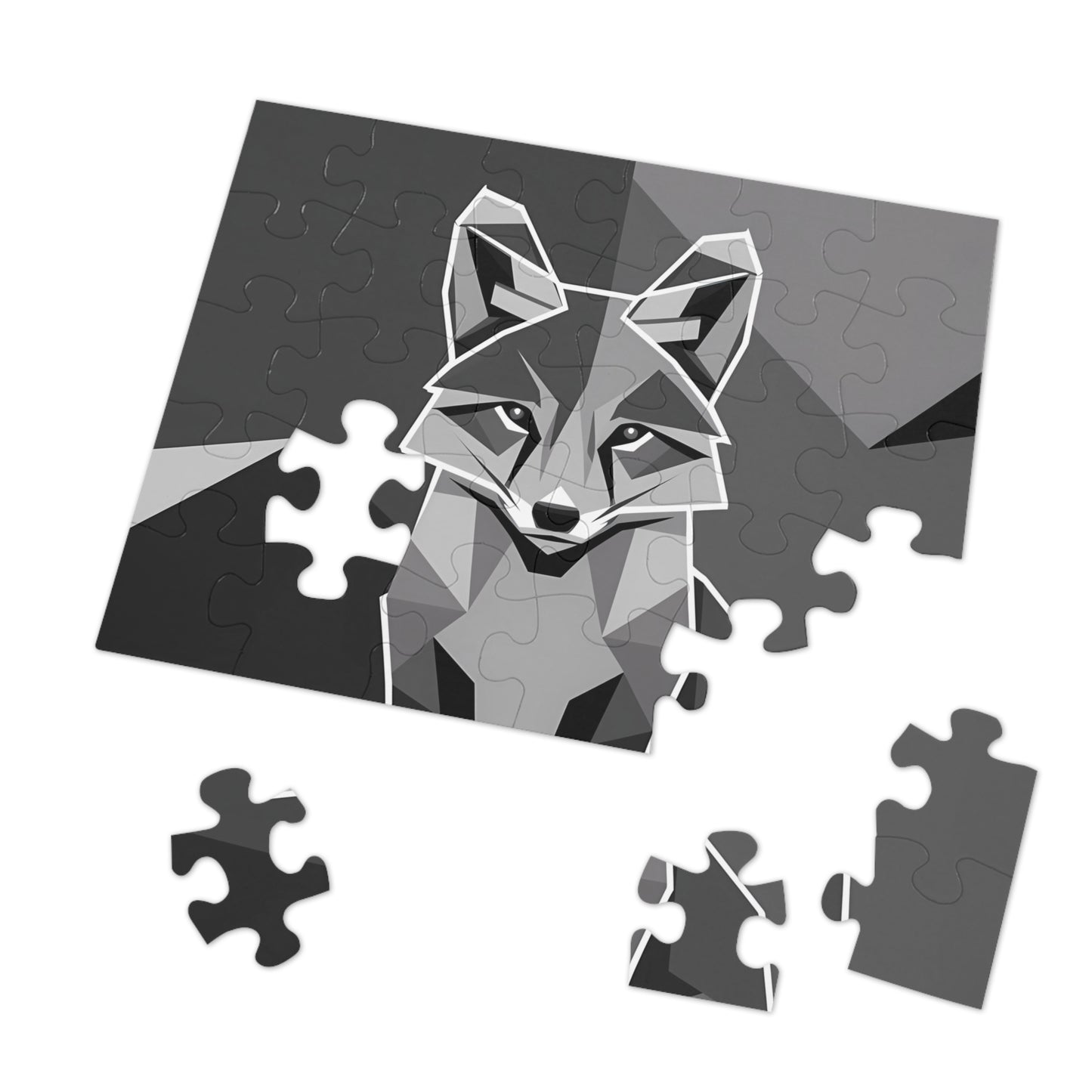 Geometric Fox in Monochrome - Jigsaw Puzzle (30, 110, 252, 500,1000-Piece)