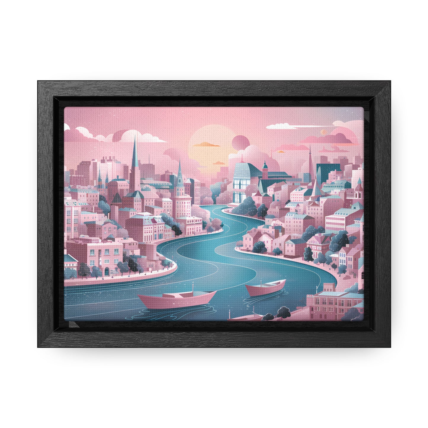 Serene City at Dawn - Gallery Canvas Wraps, Horizontal Frame