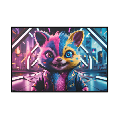 Neon Paws in the Cyber City - Gallery Canvas Wraps, Horizontal Frame