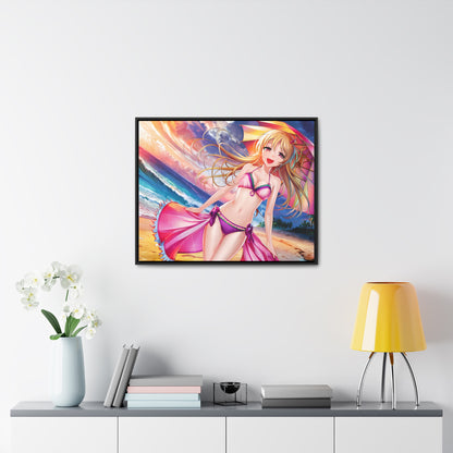 Sunset Stroll on the Beach - Gallery Canvas Wraps, Horizontal Frame
