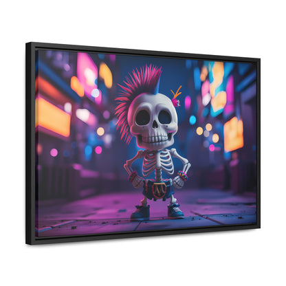 Punk Skeleton in Neon City - Gallery Canvas Wraps, Horizontal Frame