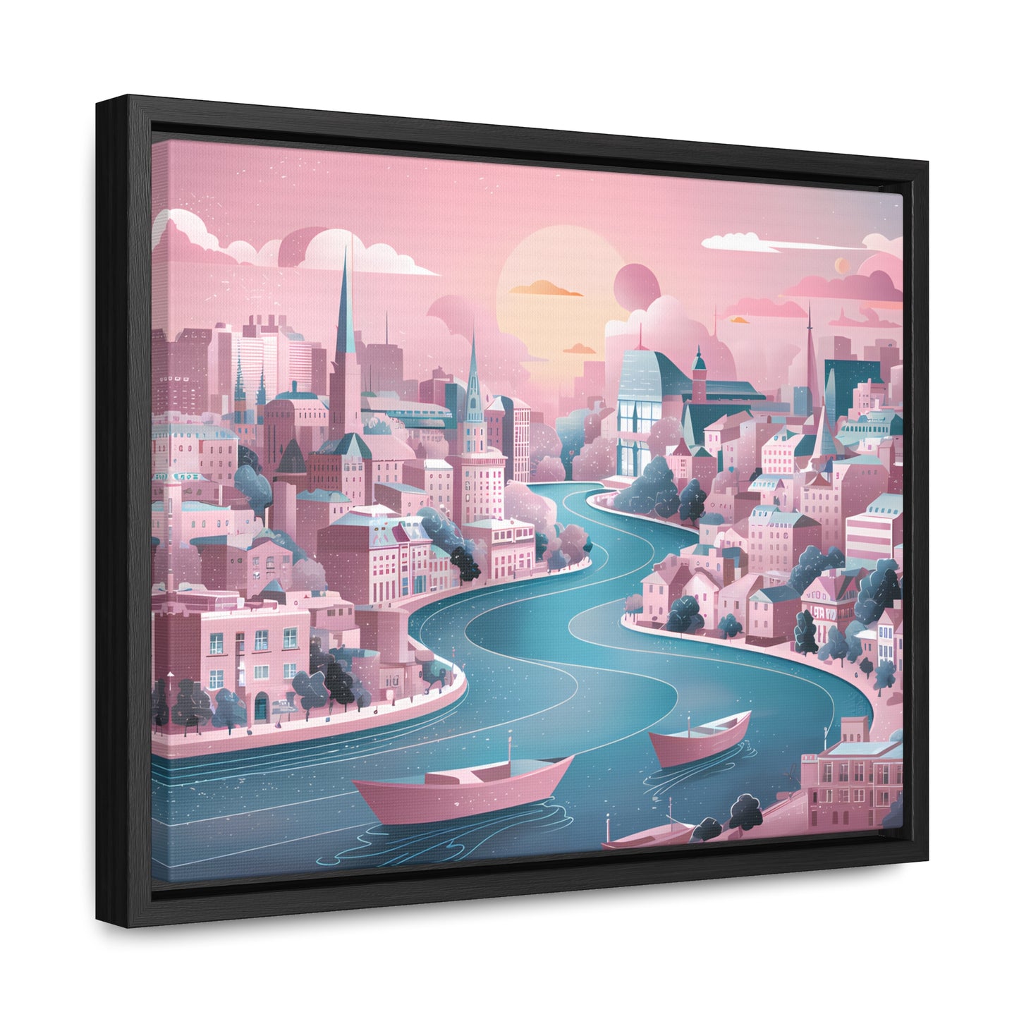 Serene City at Dawn - Gallery Canvas Wraps, Horizontal Frame