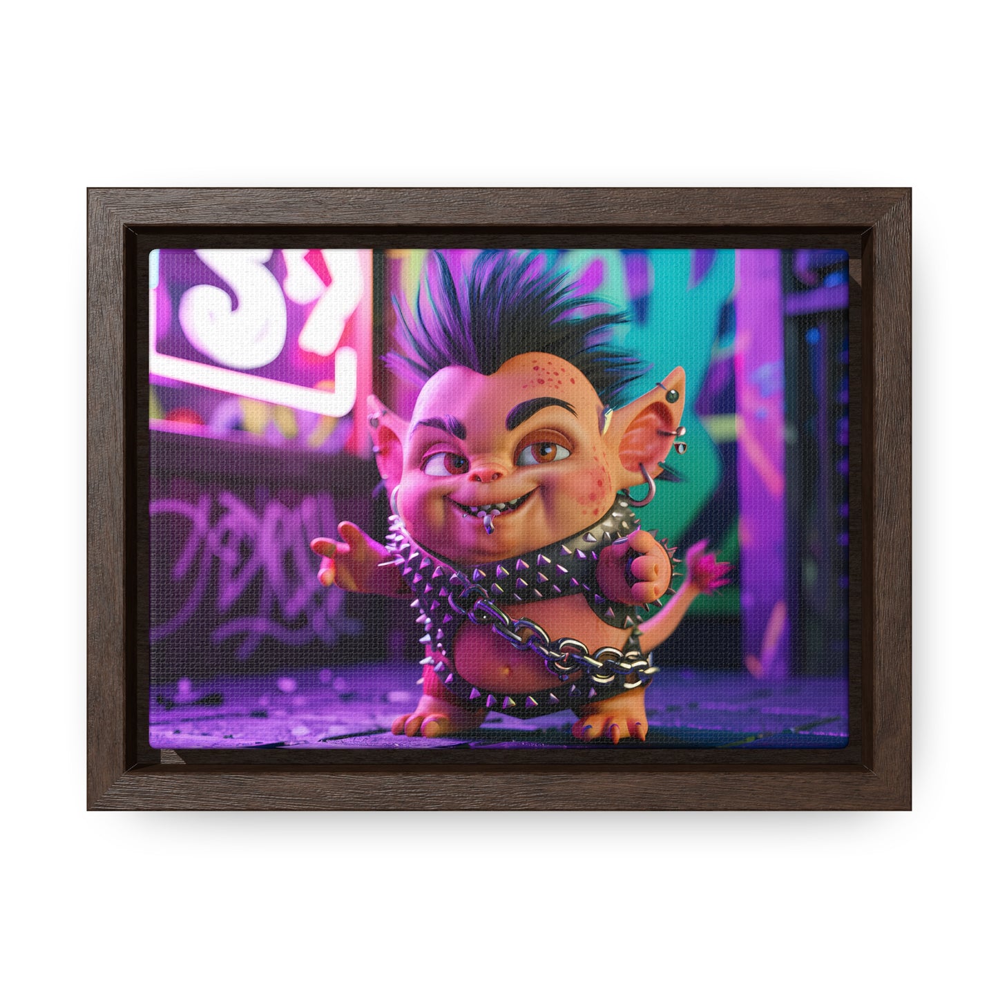 Punk Goblin in the Neon Alley - Gallery Canvas Wraps, Horizontal Frame