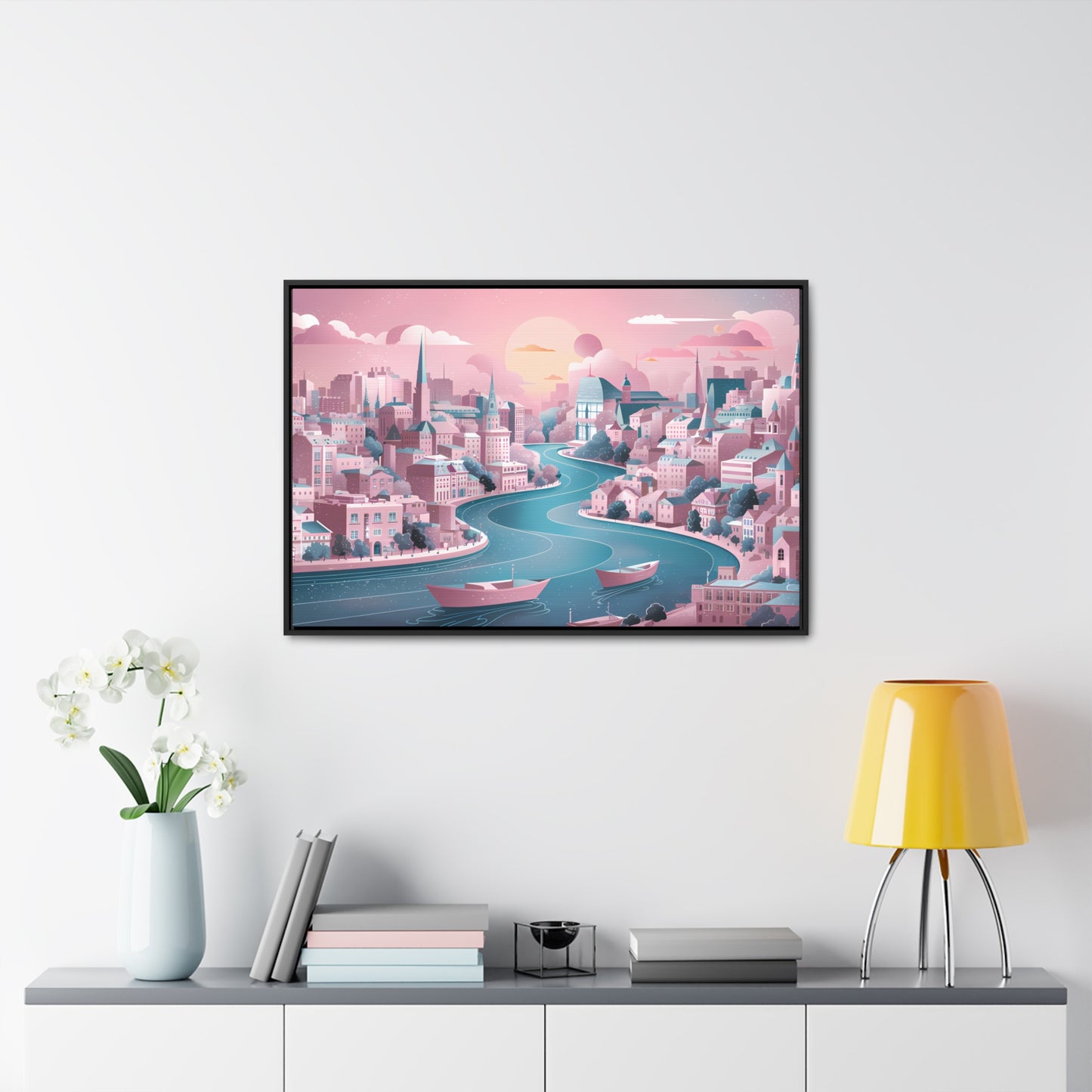 Serene City at Dawn - Gallery Canvas Wraps, Horizontal Frame