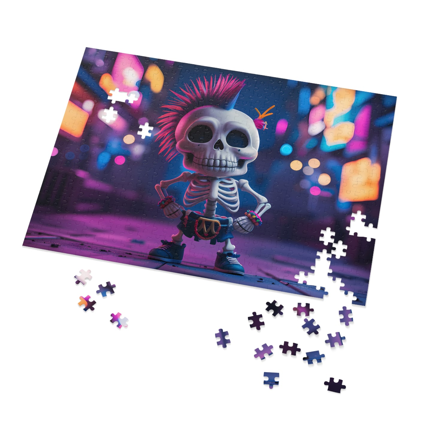 Rebel Bones in Neon Streets - Jigsaw Puzzle (30, 110, 252, 500,1000-Piece)