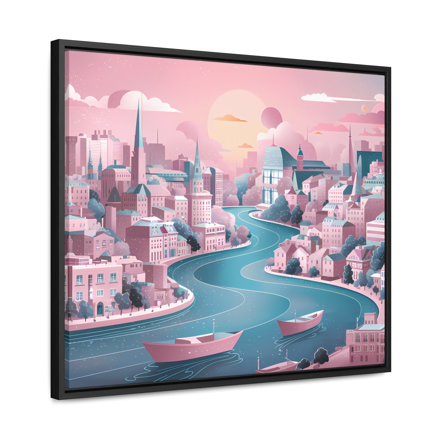 Serene City at Dawn - Gallery Canvas Wraps, Horizontal Frame
