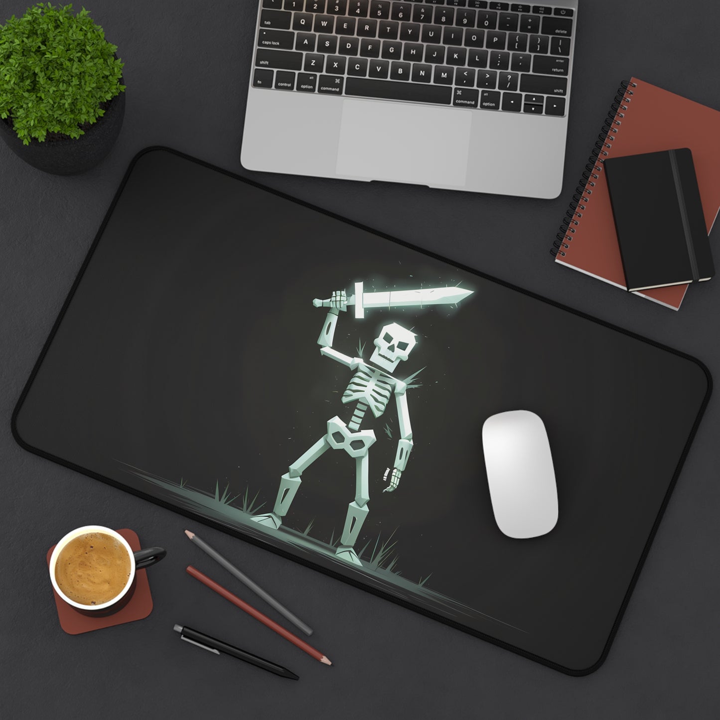 Geometric Skeleton Swordsman - Desk Mat