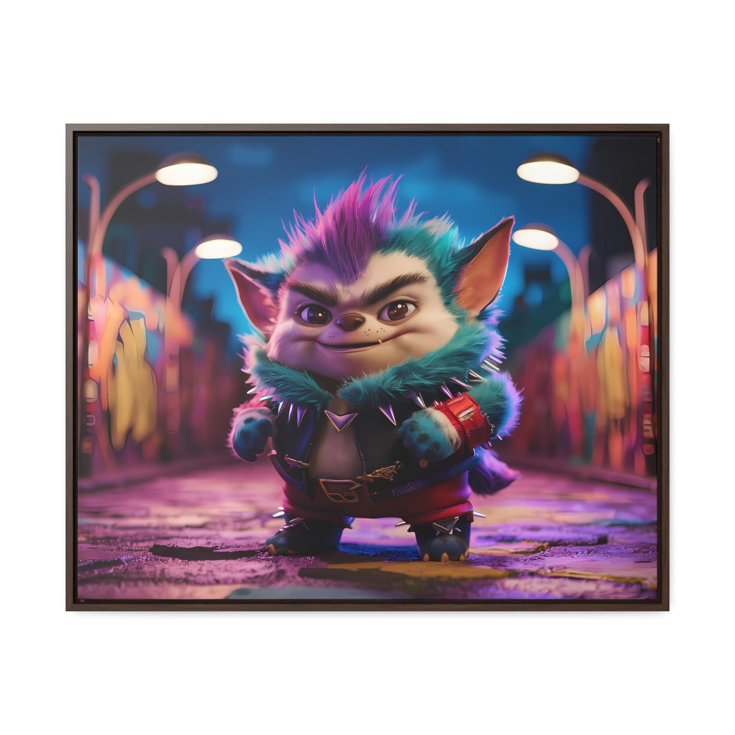 Rebel Furry in the Neon Alley - Gallery Canvas Wraps, Horizontal Frame