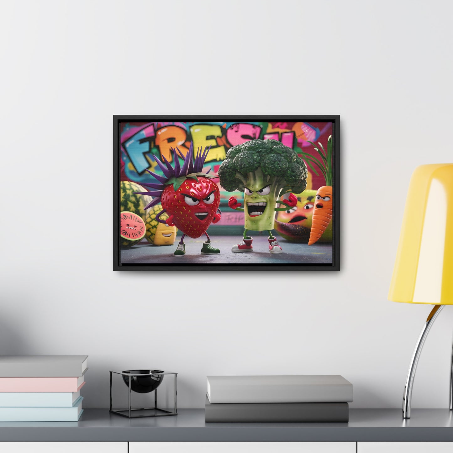 "Fresh Fight: Battle of the Bites" - Gallery Canvas Wraps, Horizontal Frame
