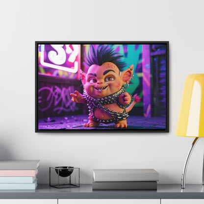 Punk Goblin in the Neon Alley - Gallery Canvas Wraps, Horizontal Frame