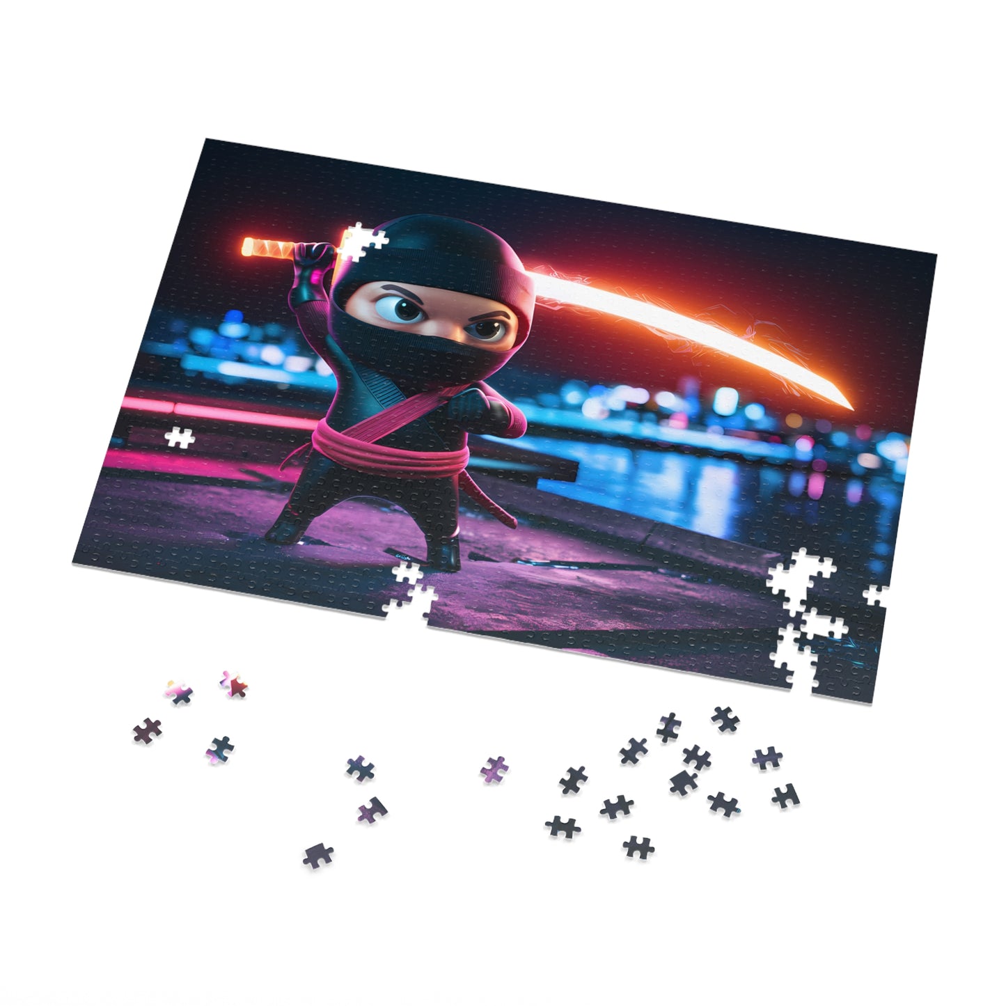 Neon Ninja on the Rooftop - Jigsaw Puzzle (30, 110, 252, 500,1000-Piece)