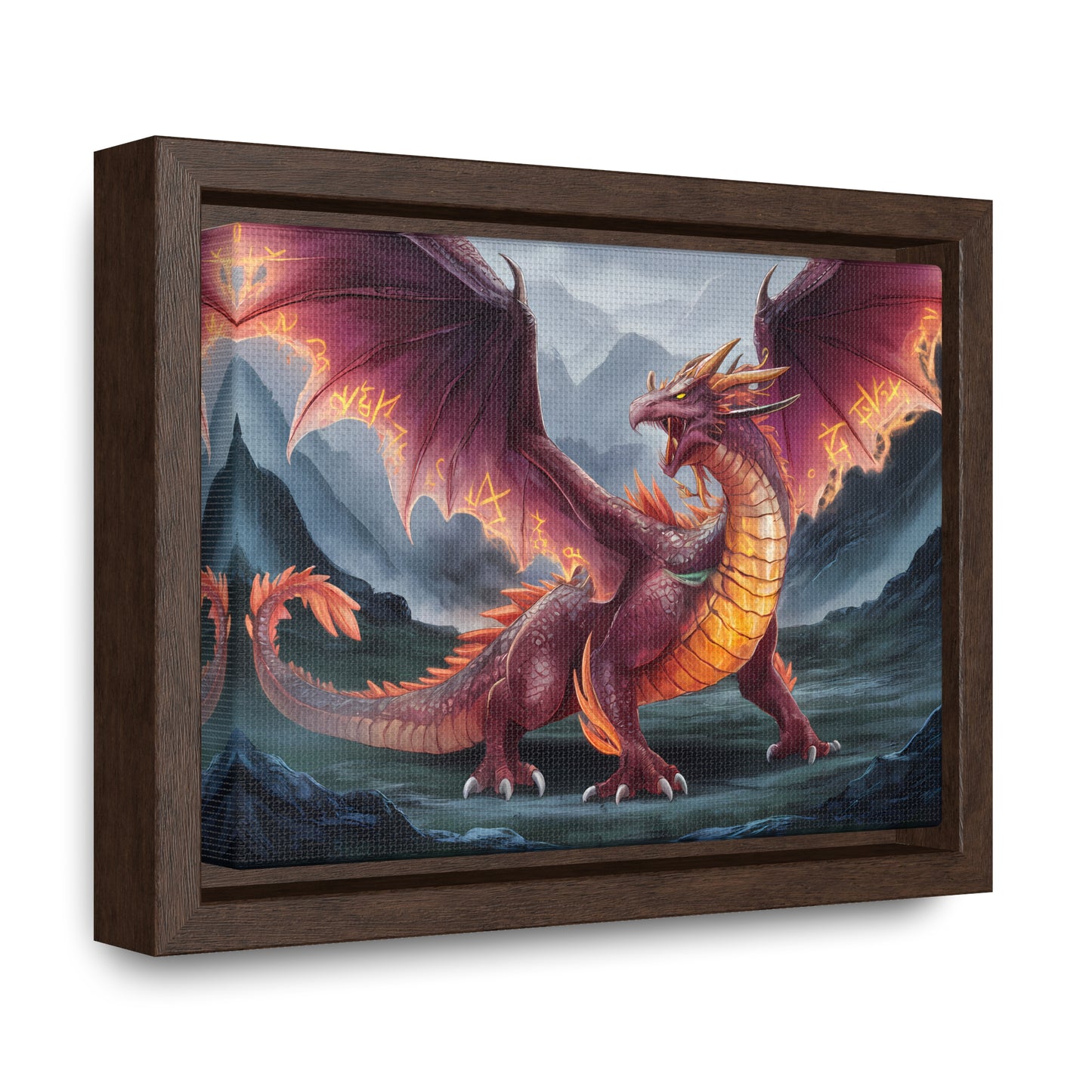 The Inferno Wyrm of the Ashen Peaks - Gallery Canvas Wraps, Horizontal Frame