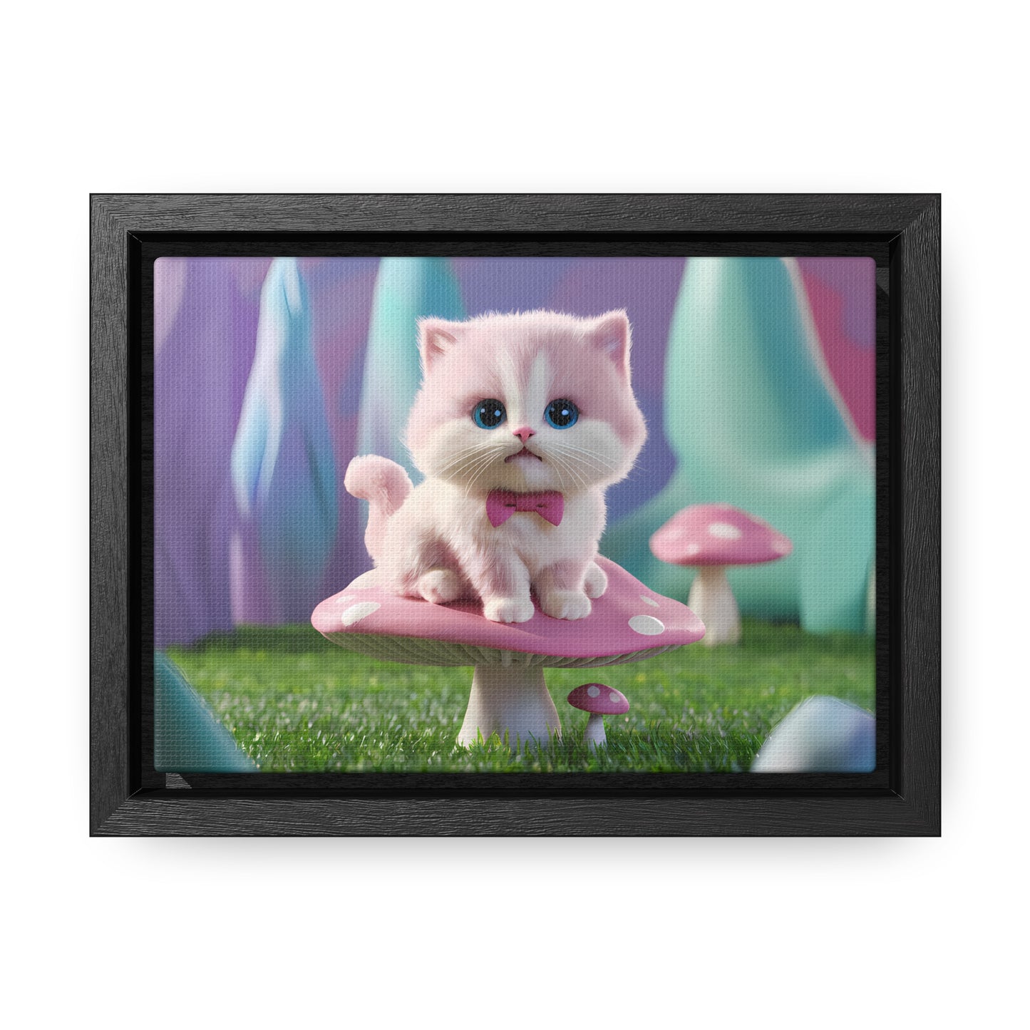 Whimsical Kitten on a Mushroom Throne - Gallery Canvas Wraps, Horizontal Frame