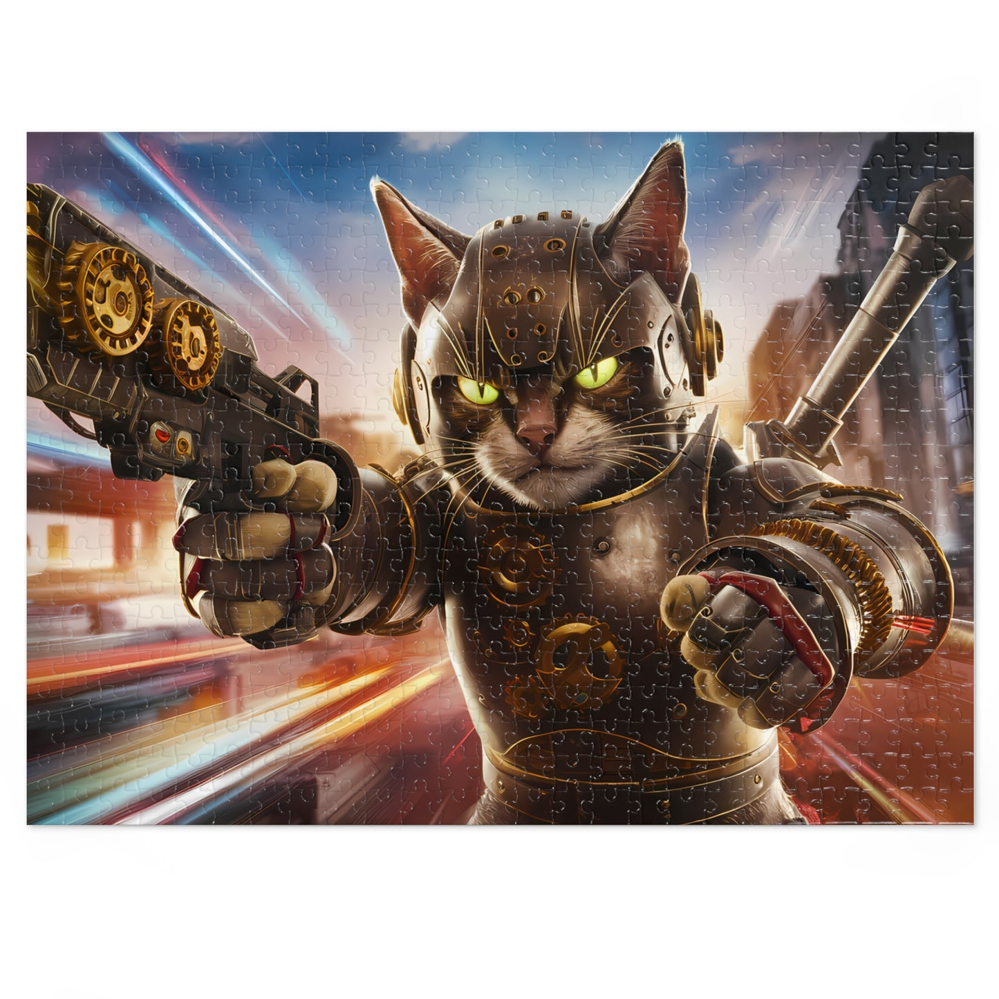 Cyber Feline Enforcer - Jigsaw Puzzle (30, 110, 252, 500,1000-Piece)