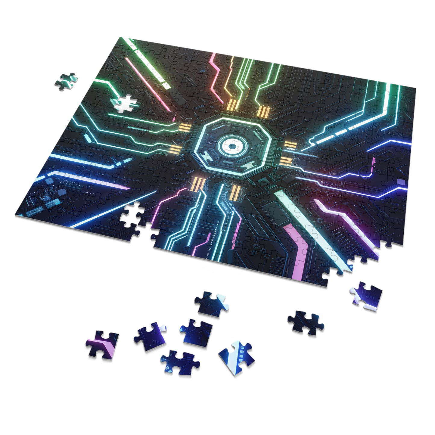 Neon Circuit Nexus - Jigsaw Puzzle (30, 110, 252, 500,1000-Piece)