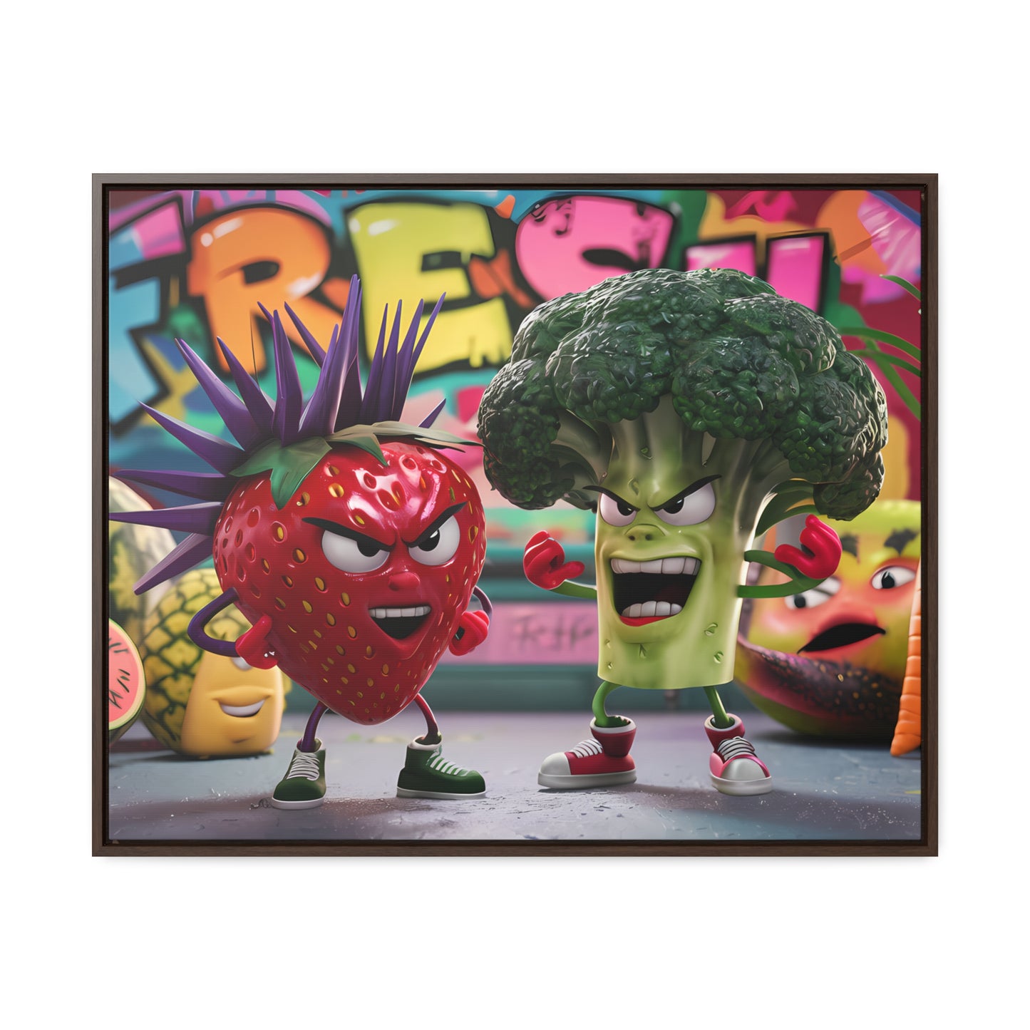 "Fresh Fight: Battle of the Bites" - Gallery Canvas Wraps, Horizontal Frame