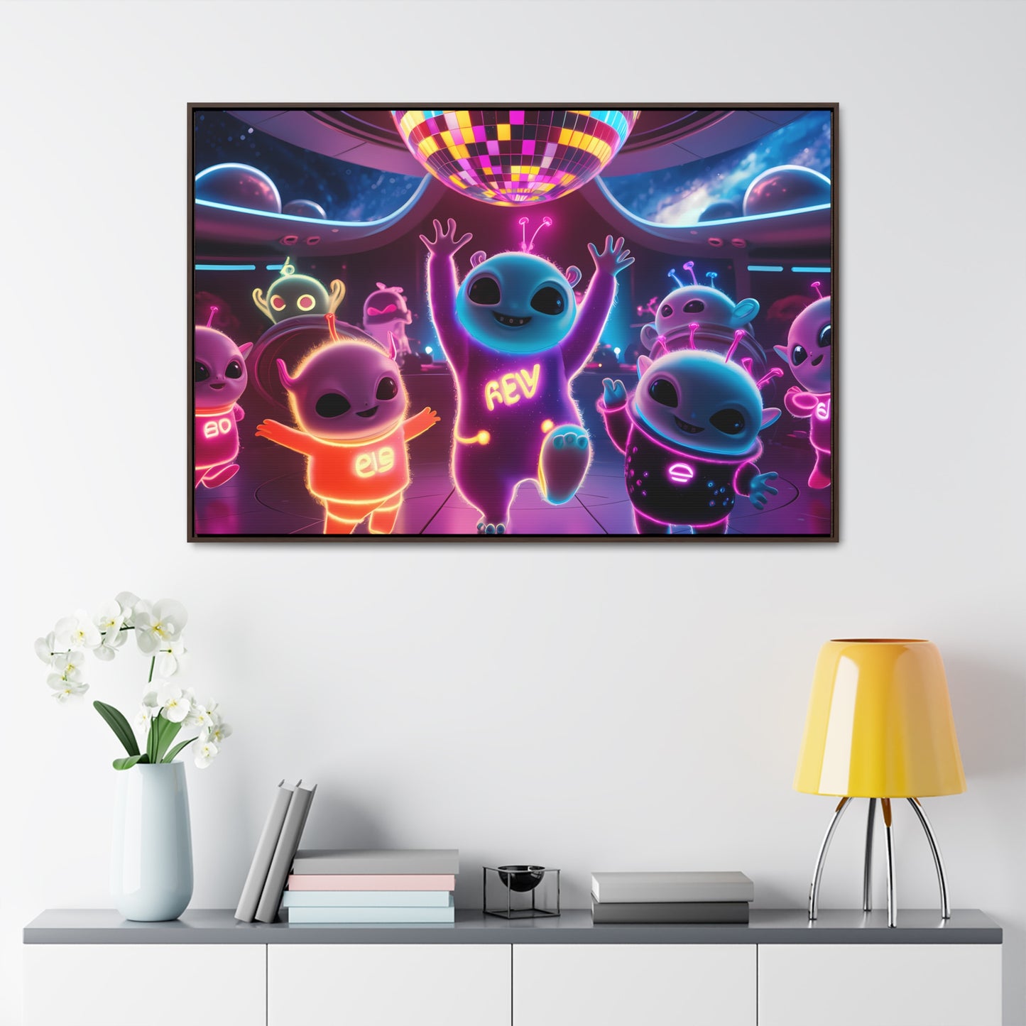 Intergalactic Neon Dance Party - Gallery Canvas Wraps, Horizontal Frame