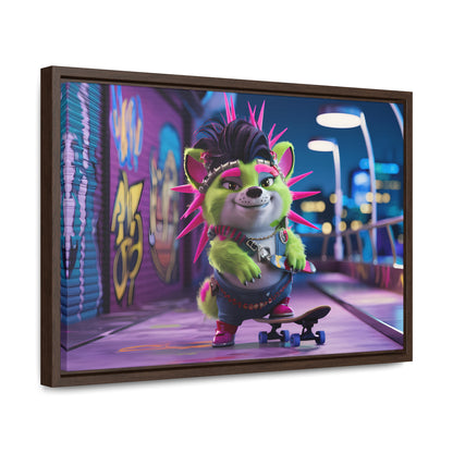 Punk Pup on a Neon Night - Gallery Canvas Wraps, Horizontal Frame