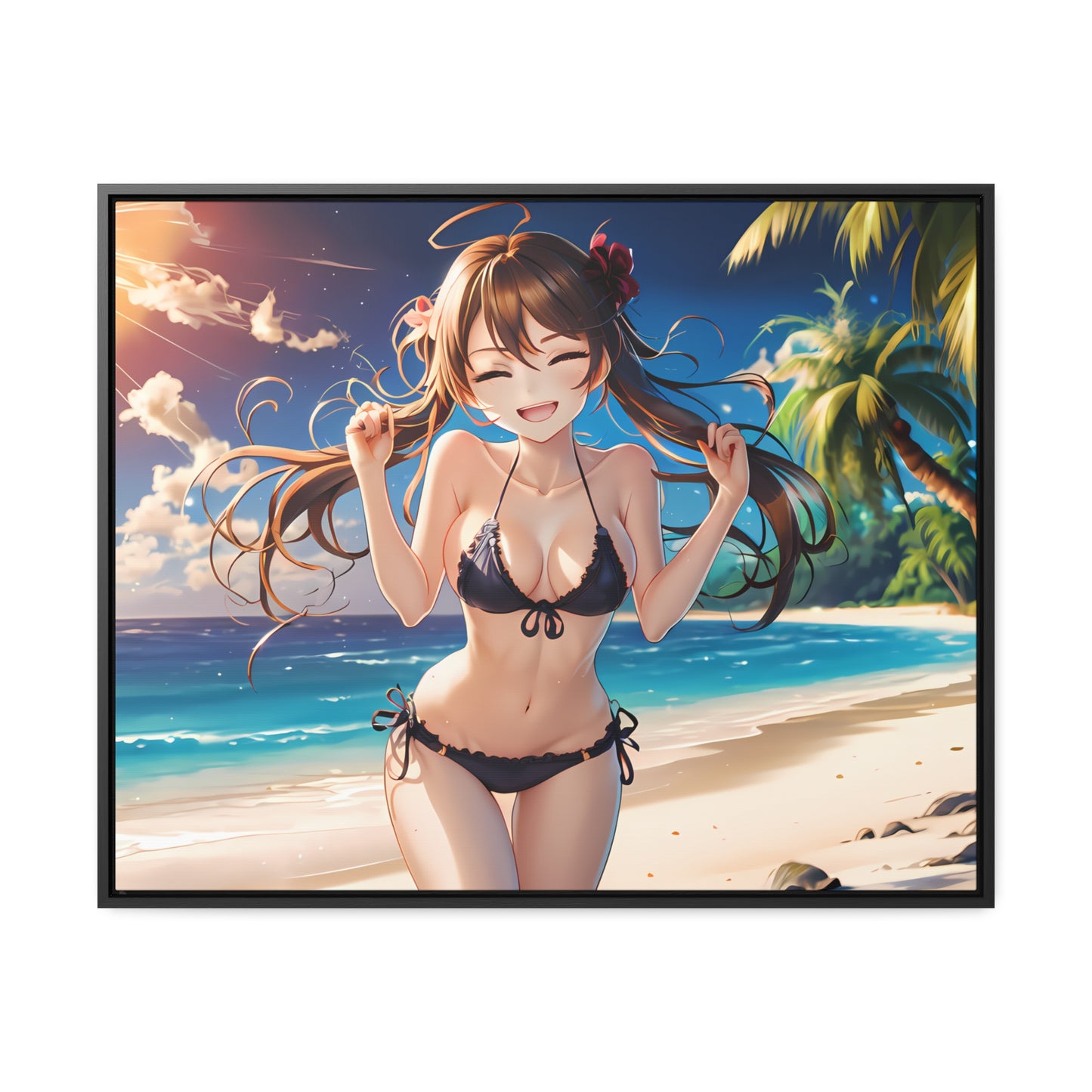 Sunlit Joy on the Beach - Gallery Canvas Wraps, Horizontal Frame