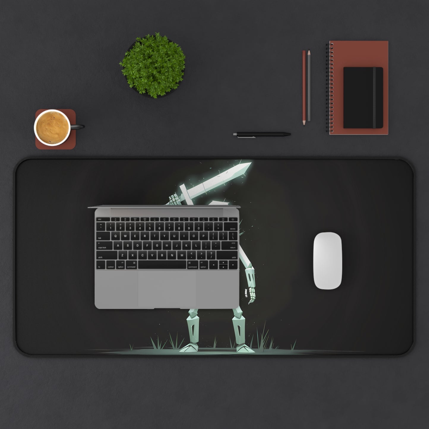 Geometric Skeleton Swordsman - Desk Mat