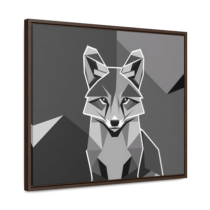 "Geometric Fox in Monochrome" - Gallery Canvas Wraps, Horizontal Frame