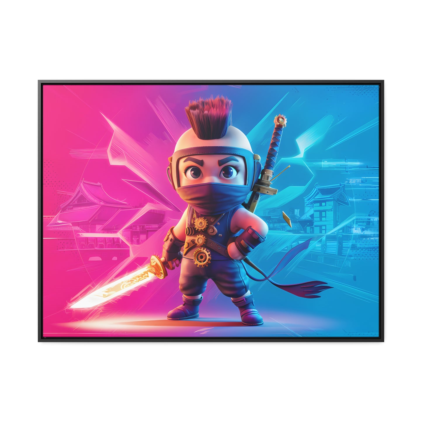 Neon Ninja Showdown - Gallery Canvas Wraps, Horizontal Frame