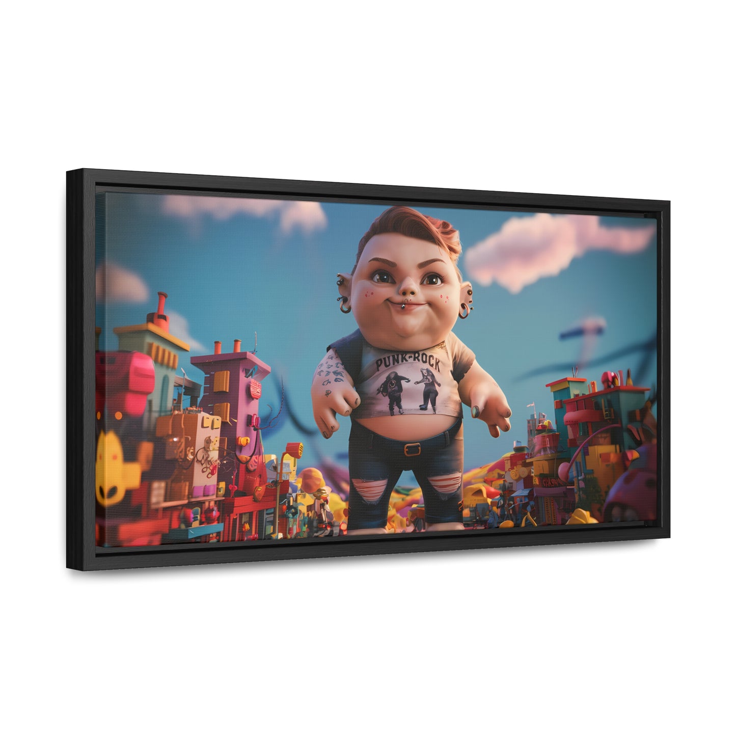 "Punk Rock Titan in Toy Town" - Gallery Canvas Wraps, Horizontal Frame