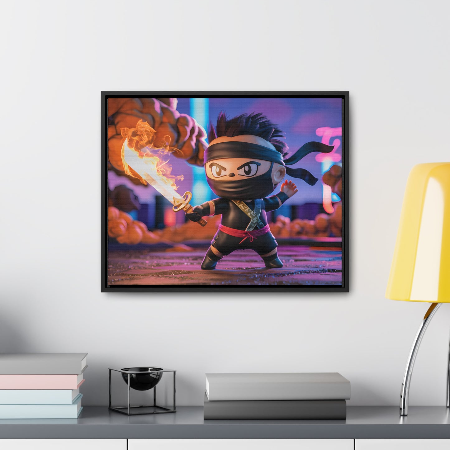 "Flameblade Ninja in Action" - Gallery Canvas Wraps, Horizontal Frame