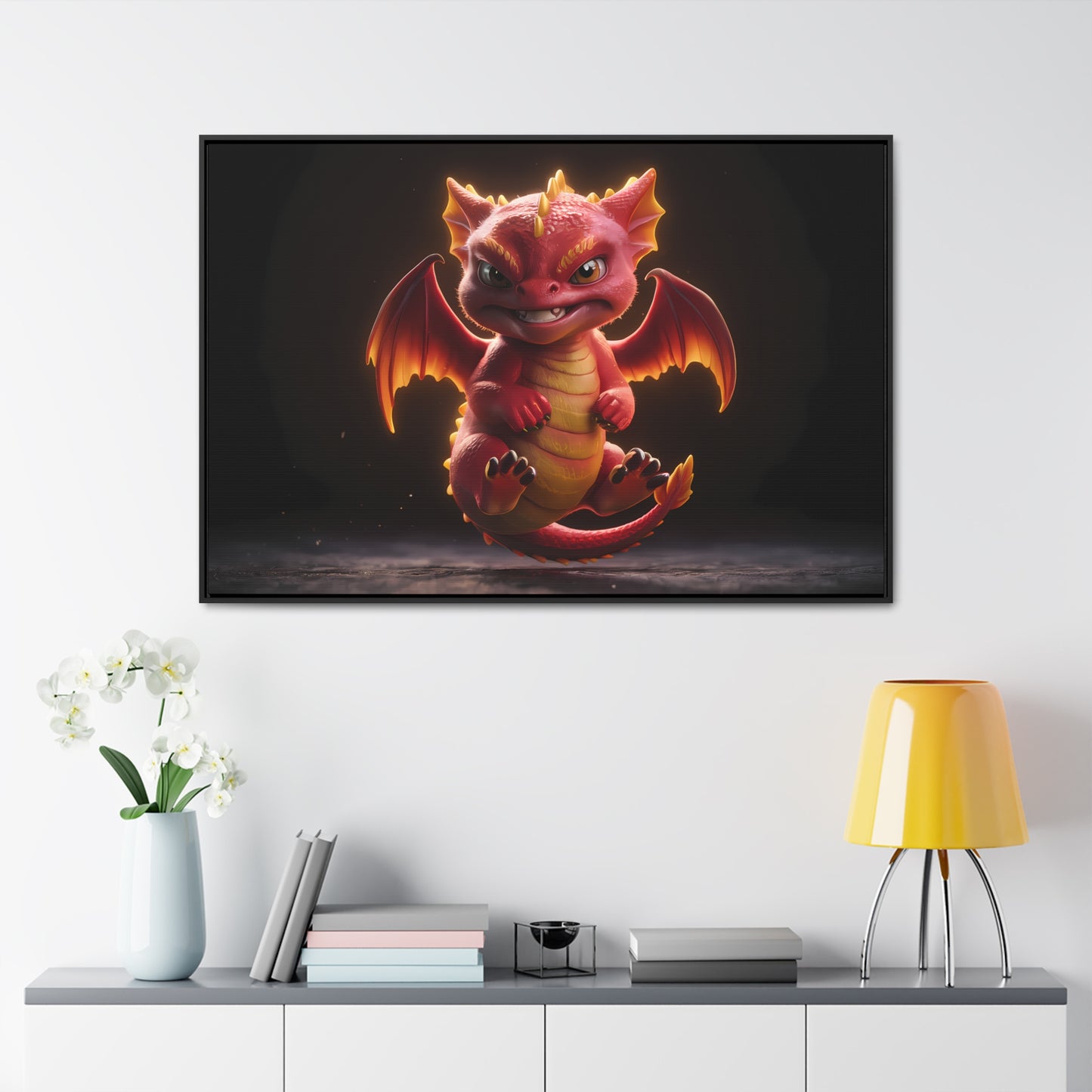 "Fiery Little Guardian" - Gallery Canvas Wraps, Horizontal Frame