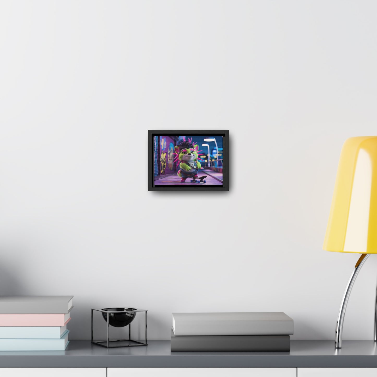 Punk Pup on a Neon Night - Gallery Canvas Wraps, Horizontal Frame