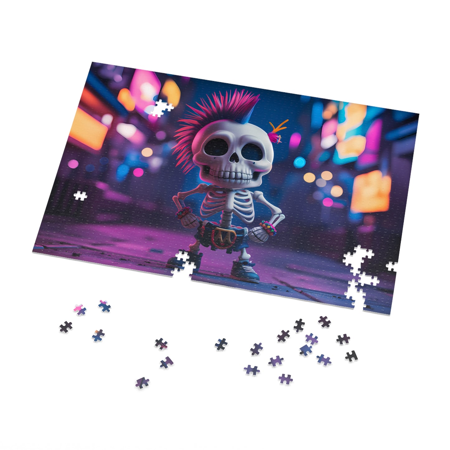 Rebel Bones in Neon Streets - Jigsaw Puzzle (30, 110, 252, 500,1000-Piece)