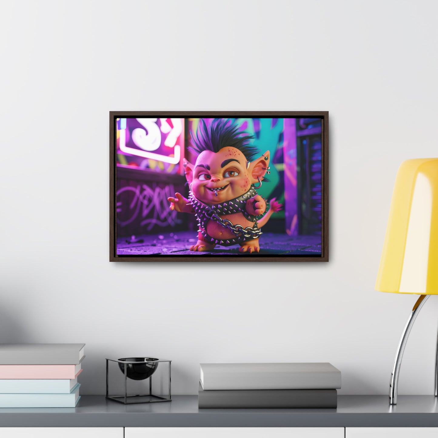 Punk Goblin in the Neon Alley - Gallery Canvas Wraps, Horizontal Frame