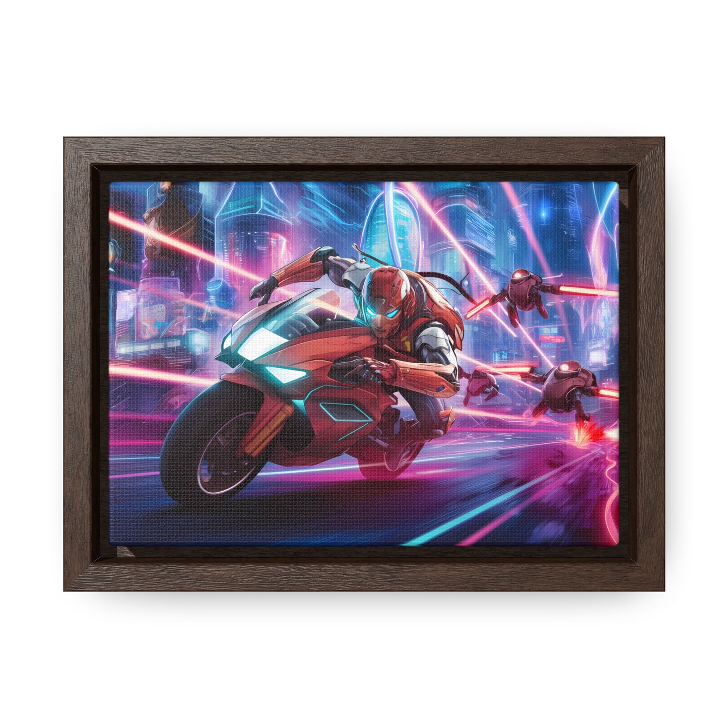 Neon Pursuit: Cyberbike Showdown - Gallery Canvas Wraps, Horizontal Frame