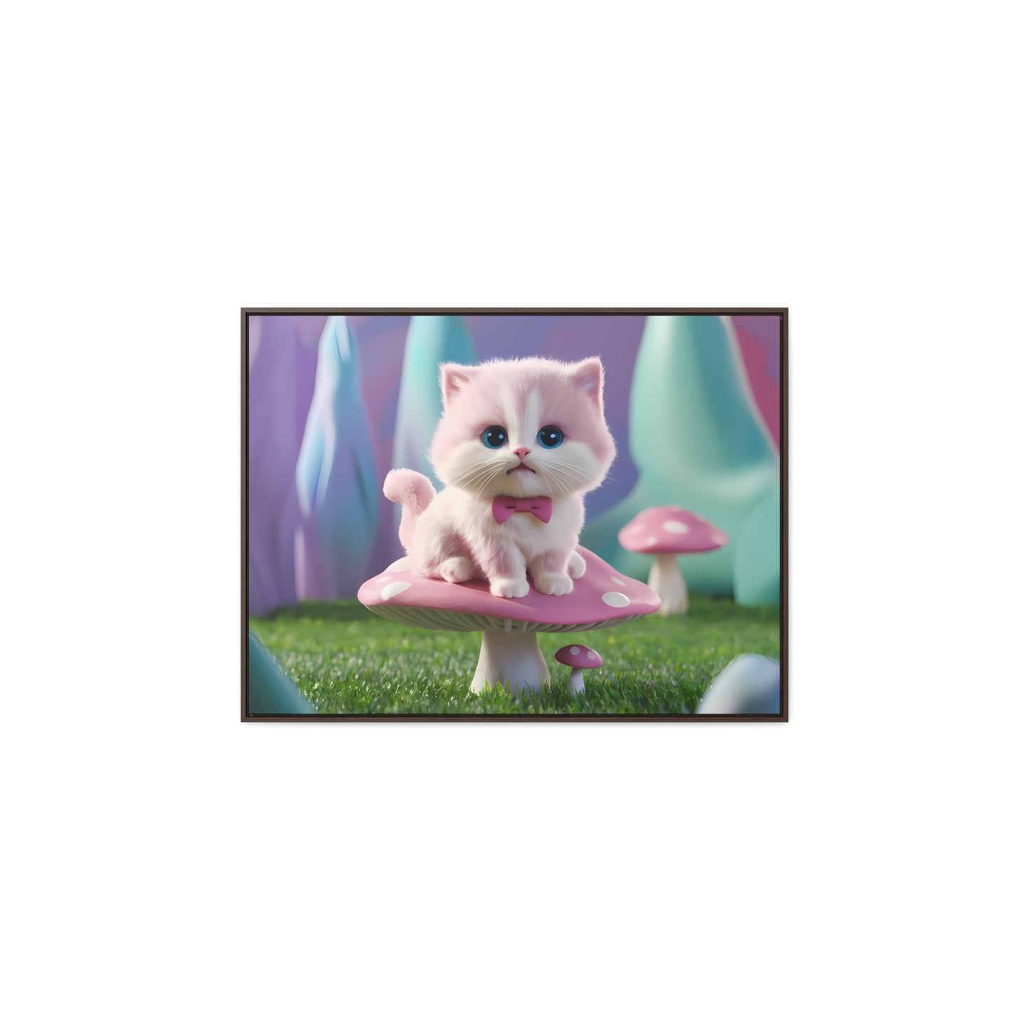 Whimsical Kitten on a Mushroom Throne - Gallery Canvas Wraps, Horizontal Frame