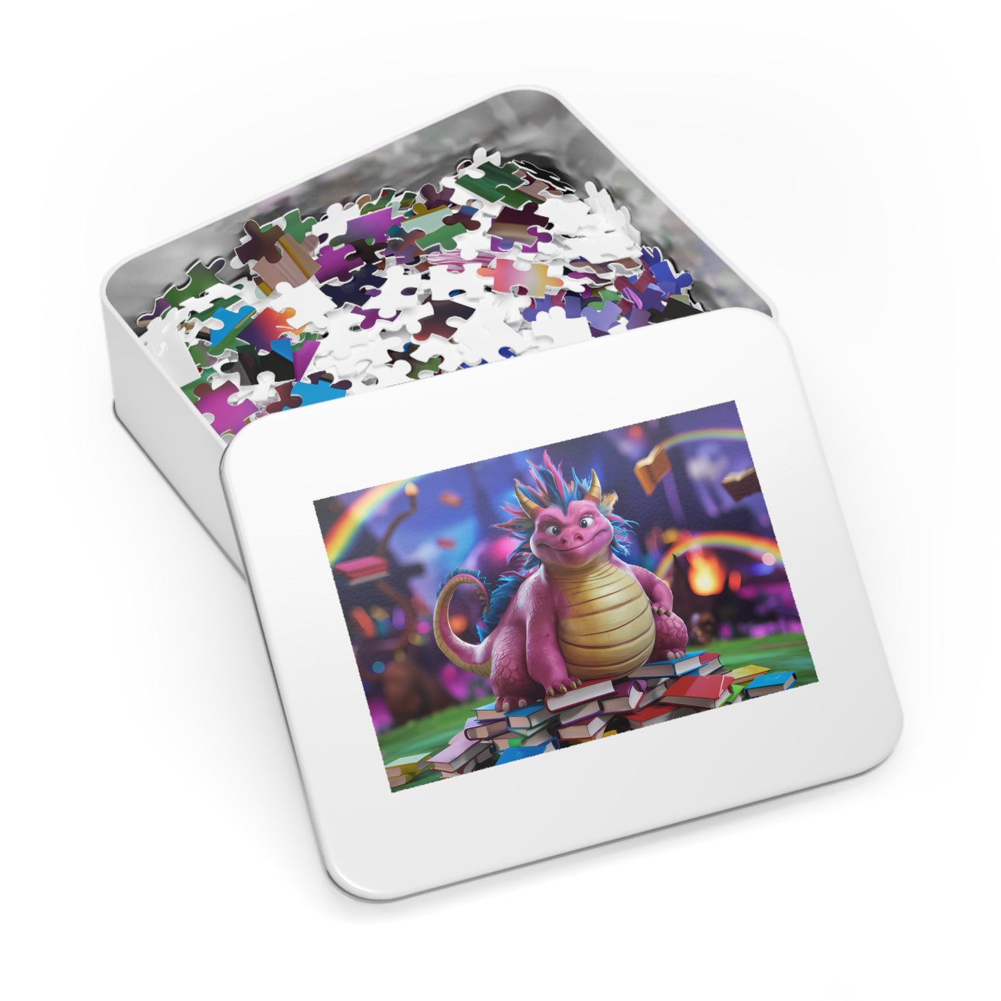 The Bookish Dragon's Enchanted Library - Jigsaw Puzzle (30, 110, 252, 500,1000-Piece)
