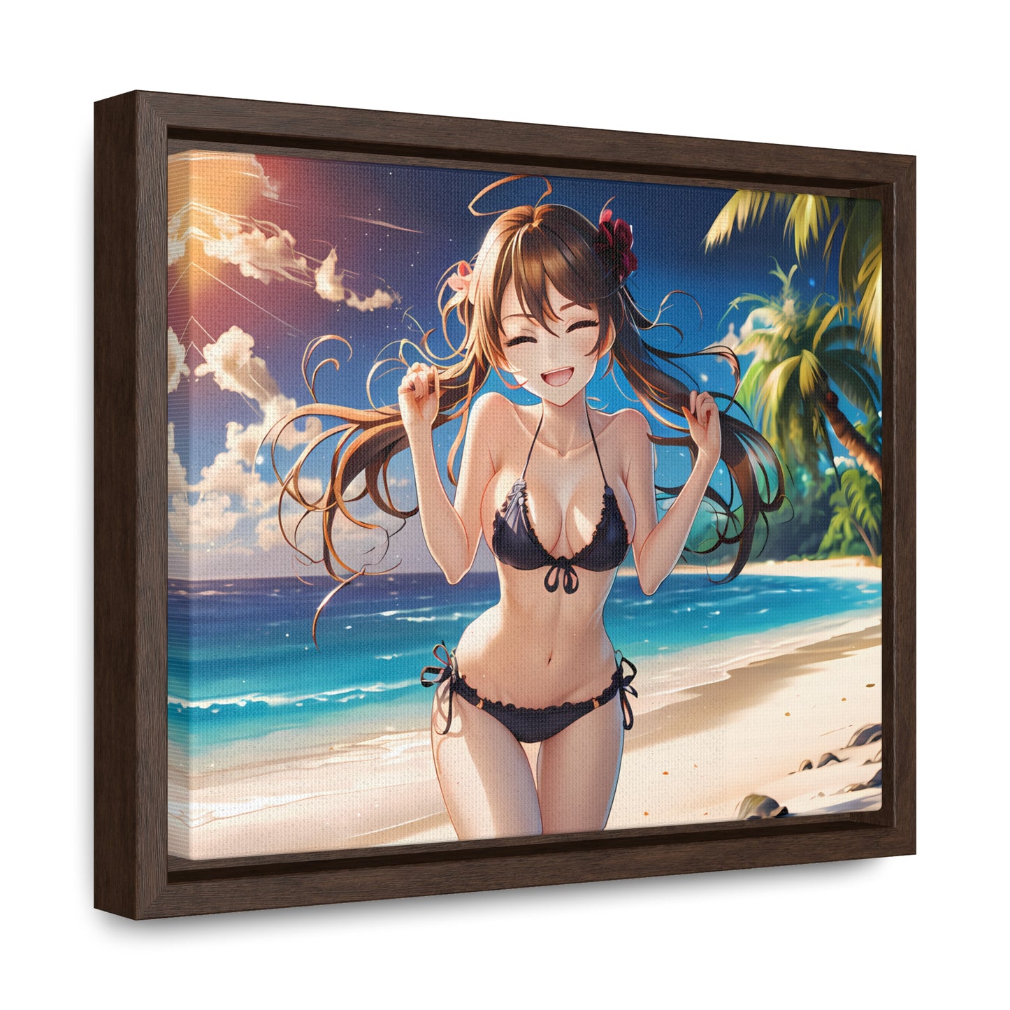 Sunlit Joy on the Beach - Gallery Canvas Wraps, Horizontal Frame