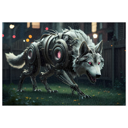 Cybernetic Alpha Wolf in the Urban Night - Jigsaw Puzzle (30, 110, 252, 500,1000-Piece)