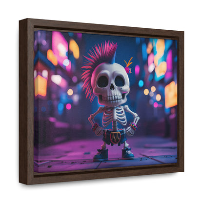 Punk Skeleton in Neon City - Gallery Canvas Wraps, Horizontal Frame