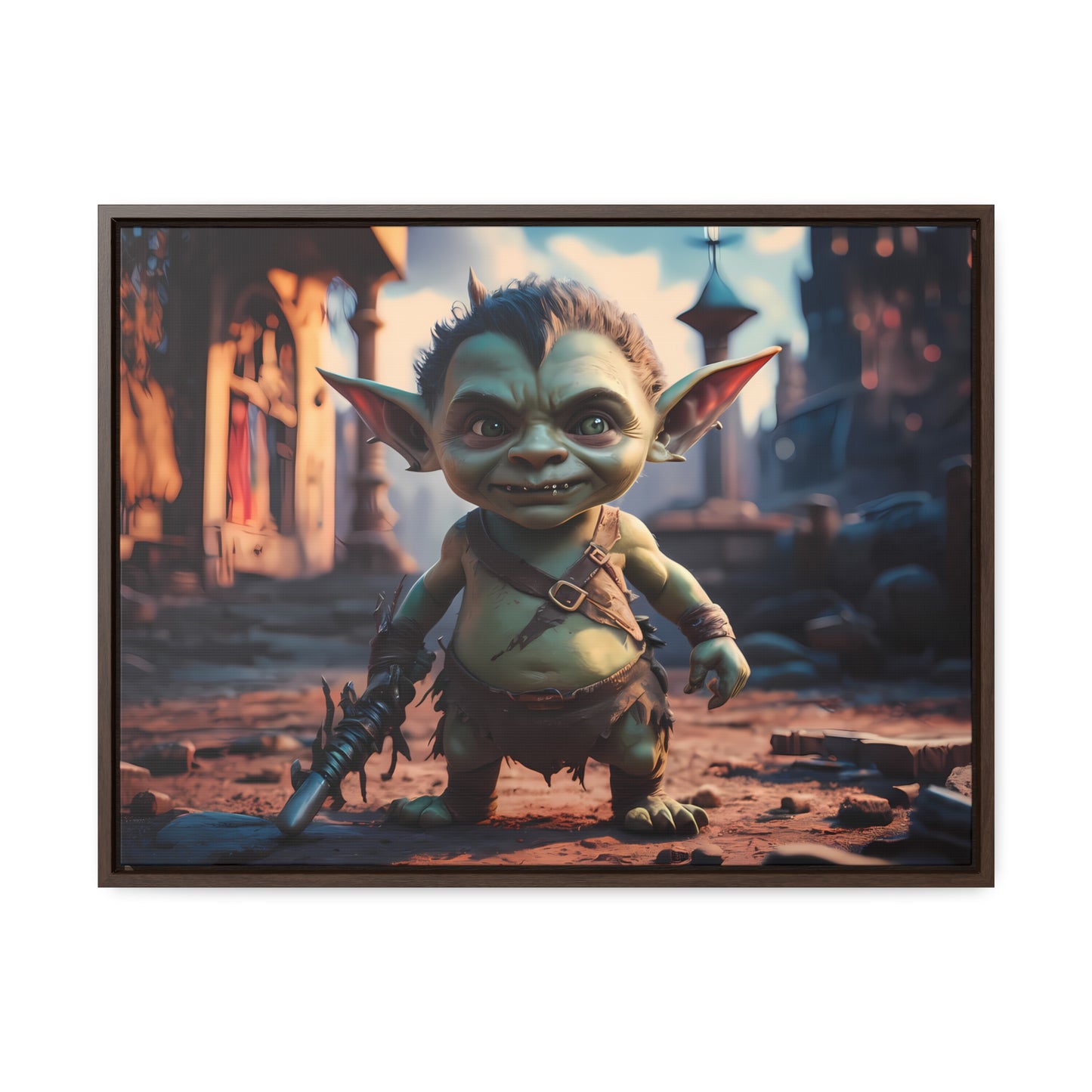 Goblin Warrior in the Ruined City - Gallery Canvas Wraps, Horizontal Frame