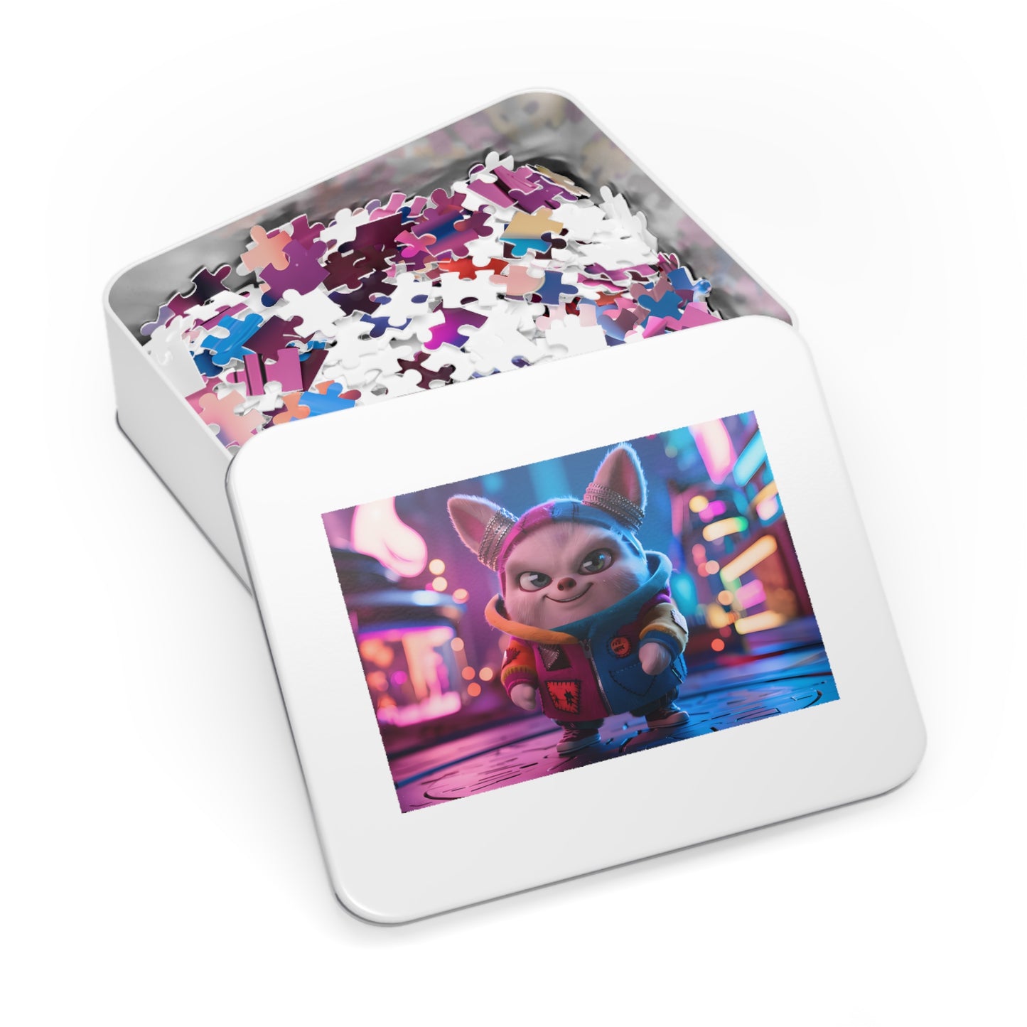 The Adventurous Bunny in Cyber City - Jigsaw Puzzle (30, 110, 252, 500,1000-Piece)
